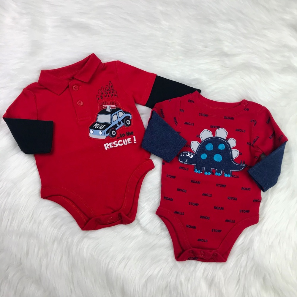 2 Piece Bundle Baby Polo Cotton Bodysuit 0-3M